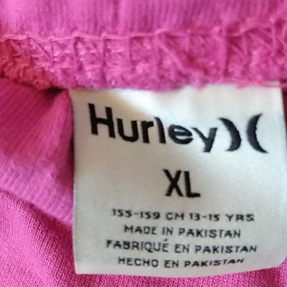 HURLEY PINK WHITE TWO PIECE TWIST TIE TOP & SHORTS SET SIZE XL 12/14 NWT - Picture 6 of 6